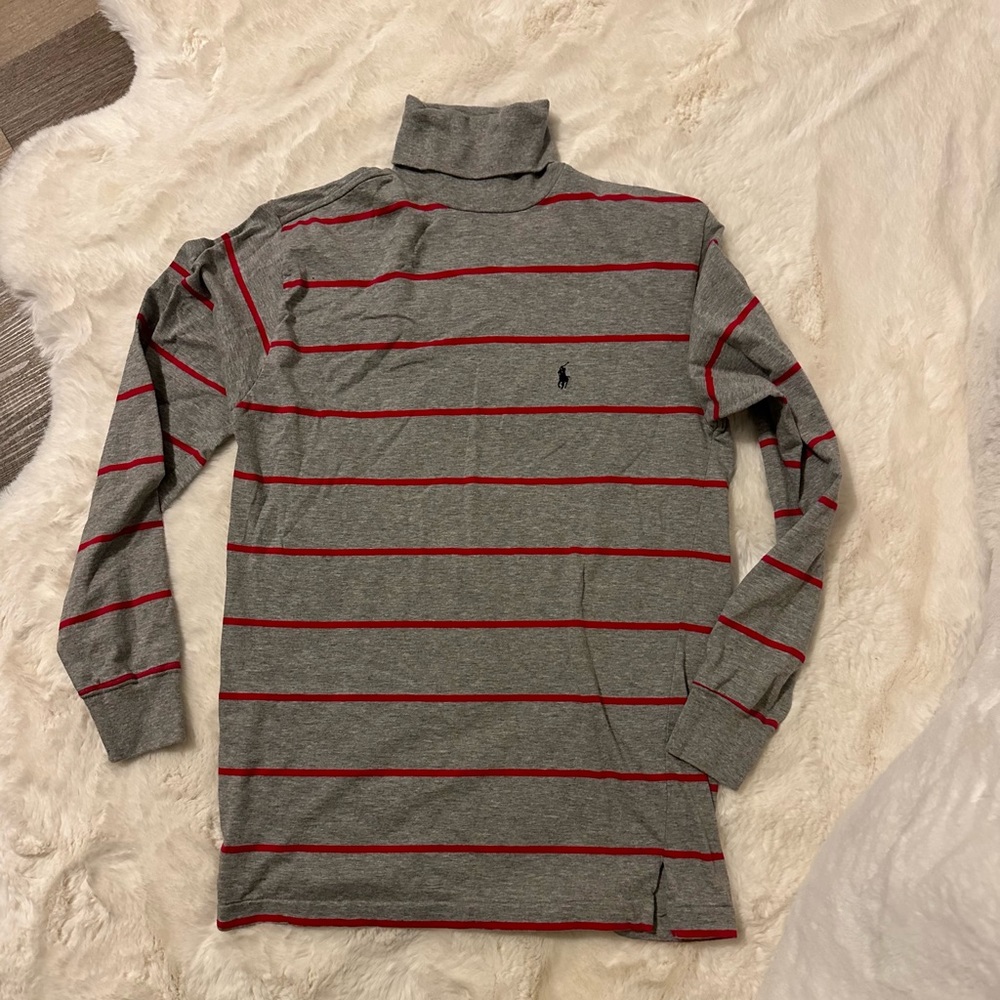 Ralph Lauren grey & red striped turtleneck.. size Small